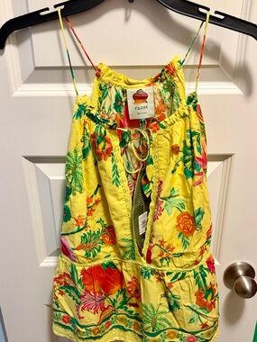 FARM Rio Yellow Floral Tie-Front Summer tank